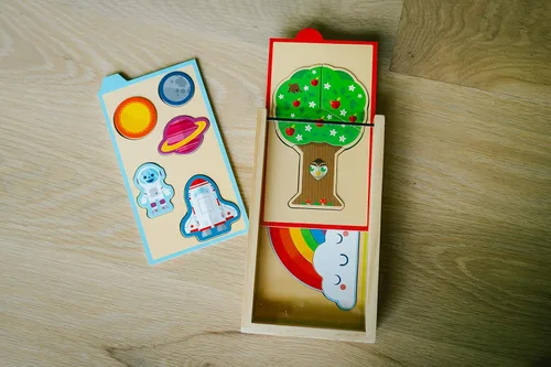 Miniatura 3 de Chuckle & Roar Rompecabezas educativo de madera, paquete de 4