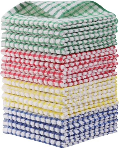 Miniatura 9 de Paño de cocina para cocina, 6 paquetes de trapos de limpieza de algodón en ondas de gofre, paño de cocina ultra suave súper absorbente para lavar