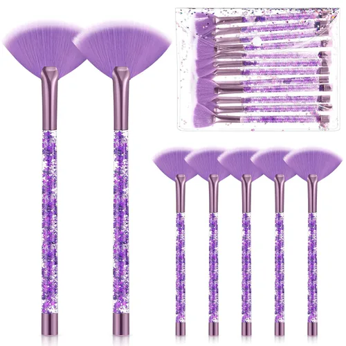 Miniatura 9 de Nuenen 12 cepillos faciales suaves para abanicos, aplicadores de ácido para barro, crema, rubor, maquillaje, cáscara, glicólico, multiuso, Dorado