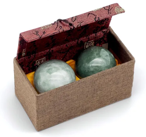 Baoding - Bolas de acero inoxidable y piedra, para adultos, niños, 2.2 pulgadas, 2.2 pulgadas, color verde, juego de 2 unidades, 2 piezas, 1 paquete