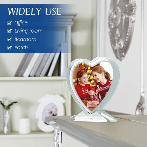 Miniatura 7 de Didaey 2 piezas de marcos de fotos de cristal para sublimación, decoración de mesa, placas decorativas, marco de fotos personalizado para Navidad