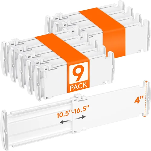 Miniatura 20 de Lifewit Separadores de cajones para ropa, 3.2 pulgadas de alto, 10.5 a 16.5 pulgadas, organizadores de cajones expandibles, separadores de plástico