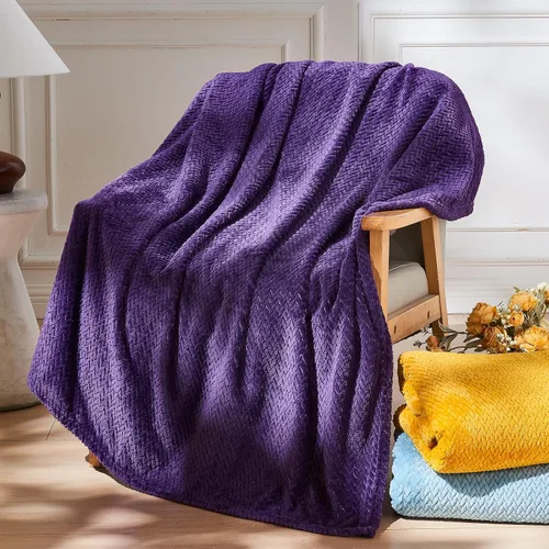 Miniatura 56 de NEWCOSPLAY Manta de Tiro Súper Suave Aqua Franela Sedosa Premium Fleece con Patrón de Hojas Ligera Manta de Cama para Uso en Todas las Estaciones