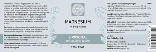 Miniatura 2 de Bisglicinato de magnesio liposomal en polvo 500 mg cápsulas – Vegano, sin OMG, ingrediente activo puro, sin aditivos, 80% magnesio elemental por