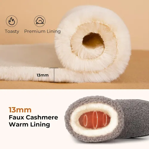 Miniatura 3 de HomeTop Pantuflas para botas de mujer con espuma viscoelástica cálida, para interiores y exteriores, con suela de goma