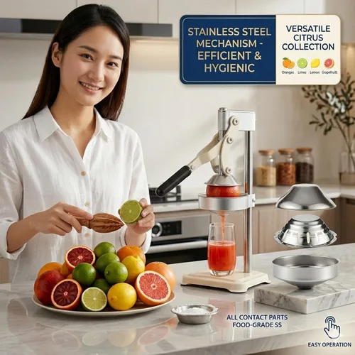 Miniatura 2 de Exprimidor manual de cítricos, exprimidor de palanca resistente para naranjas y limones, exprimidor de mano de acero inoxidable, fácil de limpiar