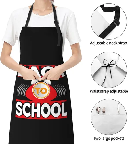 Miniatura 4 de Back To School Aprons for Men Women with Pockets Apron Adjustable Water and Oil Resistant Aprons for Cooking Kitchen Gardening Chef Apron