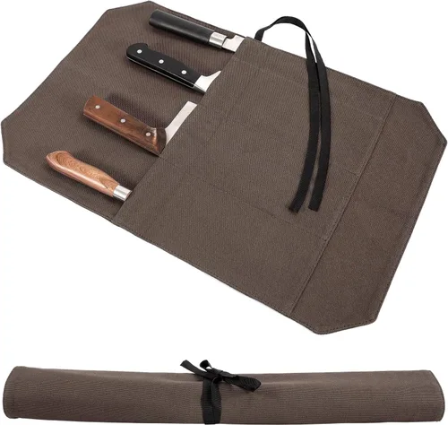 Miniatura 5 de Bolsa de rollo para cuchillos de chef Hersent, funda portátil para cuchillos de chef con 4 ranuras, bolsa de almacenamiento para viajes, el mejor