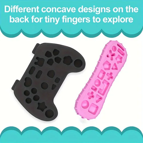 Miniatura 6 de AALFA Juguetes de Dentición para Bebé, Conjunto de Mordedores de Silicona Suave en Forma de Control Remoto de TV + Máquina de Juegos, Juguetes Rosa