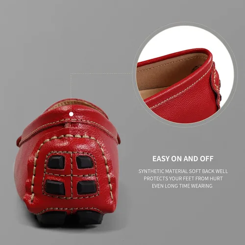 Miniatura 7 de Artisure Mocasines clásicos de cuero genuino para mujer, mocasines de conducción, mocasines casuales sin cordones, zapatos de barco cómodos y a
