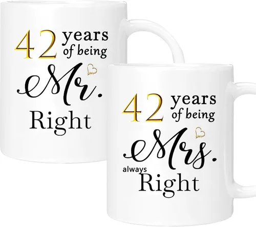 Miniatura 29 de Juego de 2 tazas de café para el 46 aniversario, regalos de boda para parejas, padres, abuelos, hombres, mujeres, marido, esposa, él, ella, caja