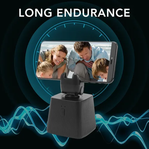 Miniatura 5 de Zyyini Soporte de teléfono de seguimiento facial automático, rotación de 360 grados, trípode de seguimiento facial automático, 800 mAh, puerto micro