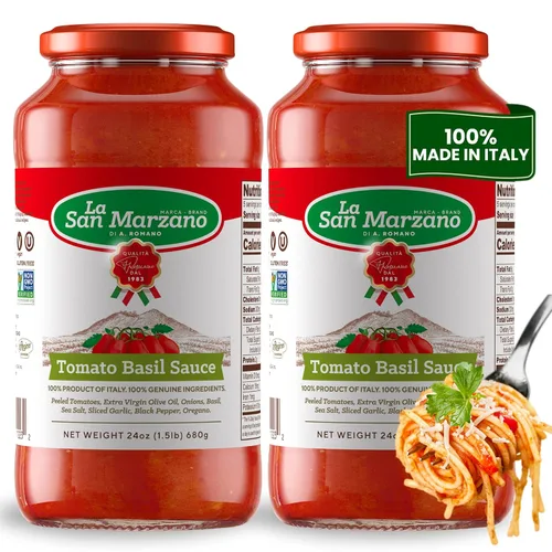 Miniatura 18 de La San Marzano Salsa Marinara, 24 onzas, salsa para pasta hecha en Italia, tomate multiusos de calidad premium, todo natural, dieta mediterránea