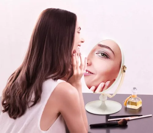 Miniatura 7 de YEAKE Espejo de tocador de maquillaje con aumento, plástico ABS, doble cara, aumento 3X, giro de 360°, espejo de maquillaje de belleza, espejo