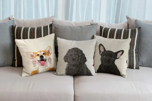 Miniatura 7 de WIRESTER Funda de almohada para sofá, funda de cojín decorativa para oficina en casa, 18 x 18 pulgadas, lindo caniche de juguete gris