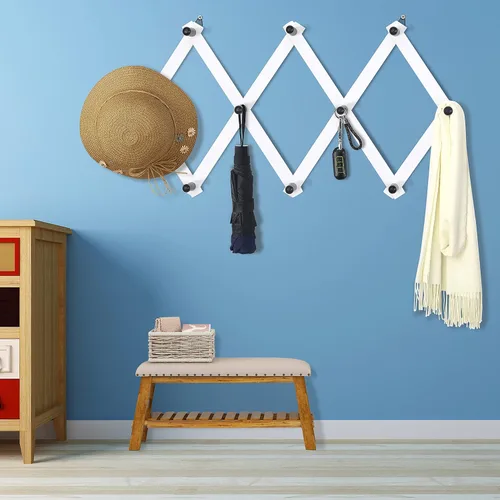 Miniatura 2 de Dseap Acordeón de pared: Perchero de pared expandible de madera de 16" de alto, soporte para sombreros, gancho de acordeón para gorras de béisbol