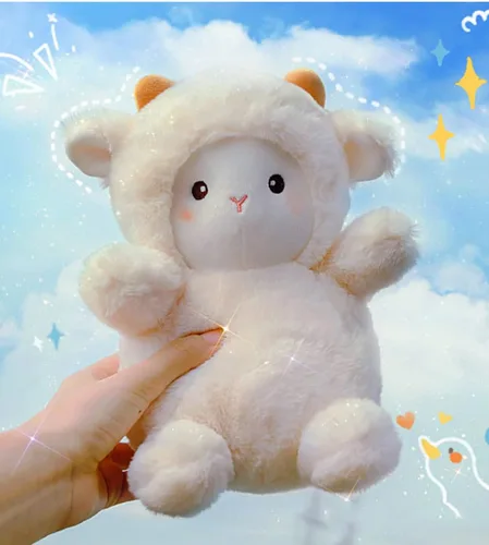 Miniatura 5 de Little Sheep - Peluche de cordero de peluche, regalo de cumpleaños para niños, 10 pulgadas (blanco)