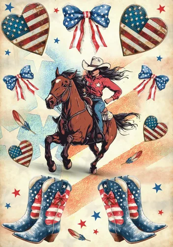 Miniatura 19 de Papel de arroz para Decoupage A4 American Holidays, Acción de Gracias, Halloween, 4 de julio (banderas estadounidenses del 4 de julio, 2 hojas)