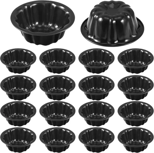 Miniatura 12 de Ctosree 8 piezas de 4 pulgadas estriado mini molde para pasteles antiadherente estriado molde de acero al carbono tubo de metal horno horno molde