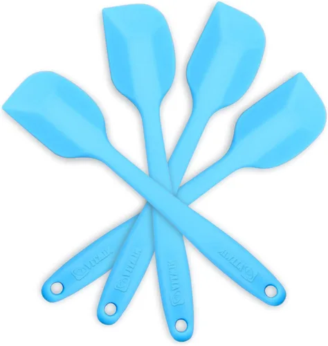 Miniatura 3 de ALLWIN HOUSEWARE - Juego de 4 espátulas de silicona resistentes al calor, 600 °F, sin costuras, con núcleo de acero, espátulas de goma para Azul