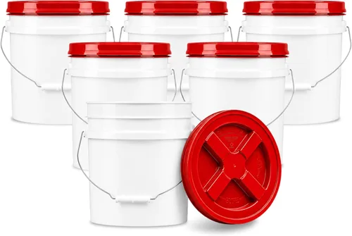ePackageSupply Cubo de 3.5 galones con tapa, cubo de grado alimenticio con tapa hermética de rosca con sello gamma hermético, plástico de Rojo