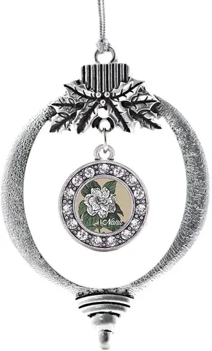 Miniatura 239 de Inspired Silver - Bonita bandera estadounidense - Adorno de Navidad plateado - Adorno de árbol de Navidad con dije circular con circonita cúbica