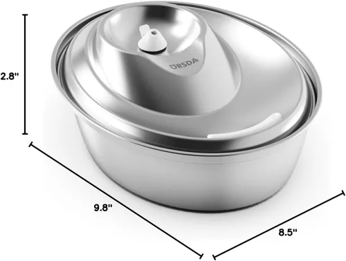 Miniatura 8 de ORSDA - Fuente de agua de acero inoxidable para gatos, fuente para mascotas de 2 litros para gatos en interiores, dispensador de agua para perros