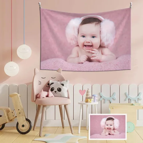 Miniatura 2 de GSHUJBV Tapiz personalizado para cargar imágenes personalizadas, tapiz personalizado para boda, divertido telón de fondo para dormitorio