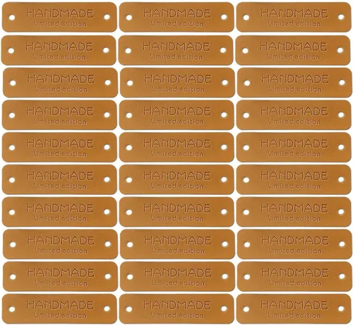 40 piezas de etiqueta de piel sintética hecha a mano en relieve etiqueta adorno de punto DIY accesorios de ropa para jeans, bolsos, zapatos,