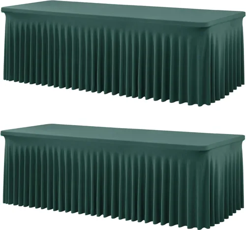 Miniatura 93 de Paquete de 2 manteles de spandex para mesas rectangulares de 8 pies, mantel elástico rosa de 8 pies, manteles ajustados, falda de mesa para fiestas