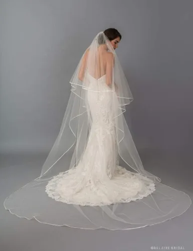 Miniatura 3 de Drop Veil 2 Tier Catedral Nupcial Velo de Boda Colorete con Peine