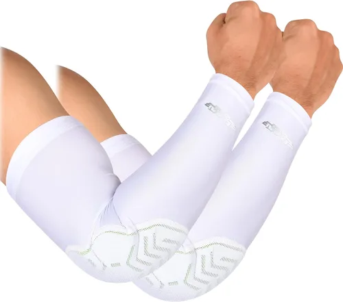 Miniatura 8 de Exxact Sports Codera de compresión para brazo, manga acolchada para codo para hombres, coderas de voleibol (1 par)