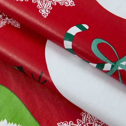 Miniatura 9 de Newbridge Mantel de vinilo navideño con diseño de muñeco de nieve rojo con reverso de franela, bastón de caramelo y copos de nieve, mantel de vinilo