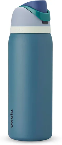 Owala FreeSip - Botella de agua aislada de acero inoxidable con popote, botella de agua deportiva sin BPA, ideal para viajes, 32 onzas, mezclilla