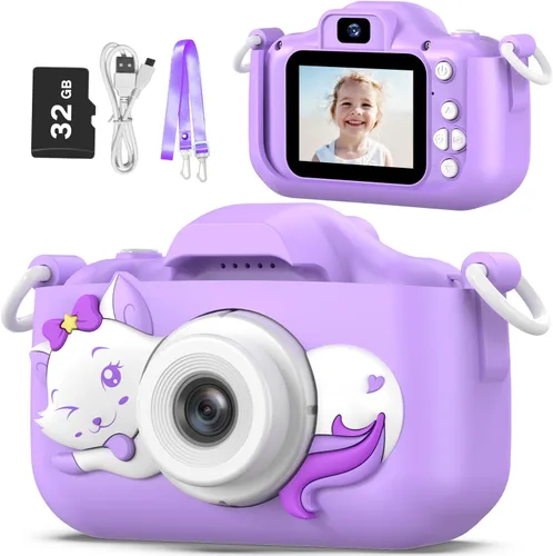 Miniatura 10 de Goopow - Cámara de selfie digital para niños, juguete de cámara de video para niñas de 3 a 9 años con cubierta protectora, regalos de Navidad
