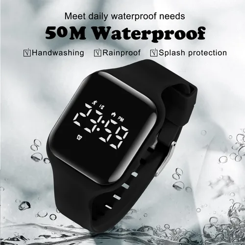 Miniatura 7 de Relojes para niños y niñas, reloj deportivo digital con contador de pasos, podómetro, alarma de vibración, sin aplicación, impermeable, rastreador