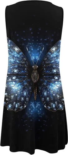 Miniatura 3 de Vestidos largos para mujer, cómodo, moderno, estampado floral, cubierta de cuello redondo, sin mangas, vestido inteligente