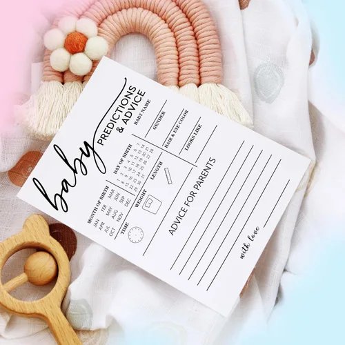 Miniatura 3 de Juegos de baby shower, predicciones de bebé de 5 x 7 pulgadas y tarjetas de consejos para niños o niñas, suministros de decoración de fiesta