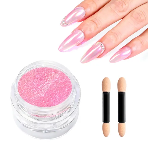 Miniatura 12 de Polvo de uñas 100% cromado BISHENGYF: Polvo cromado de efecto metálico súper NO.1 para uñas Oro Plata Blanco Laser Holográfico Blanco Perla Cromo A