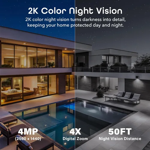 Miniatura 4 de Geeni Hawk 3 - Cámara de seguridad inteligente para exteriores de 4 MP - Cámara de vigilancia WiFi Ultra HD 2K con visión nocturna a color, alcance