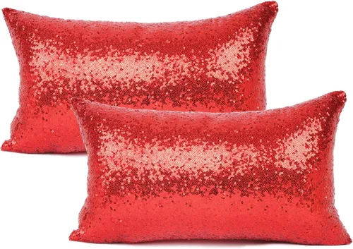 Miniatura 9 de YOUR SMILE Paquete de 2, Nueva Serie de Lujo Oro Rosa Champán Decorativa con Lentejuelas Brillantes y Cómoda Funda de Almohada Decorativa de Satén