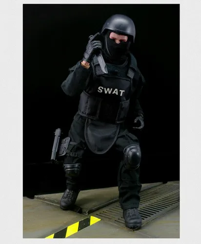 Miniatura 5 de BJPEY Figuras de acción de 12 pulgadas, juguete de figura de soldado flexible con soporte 1:6 (SWAT)