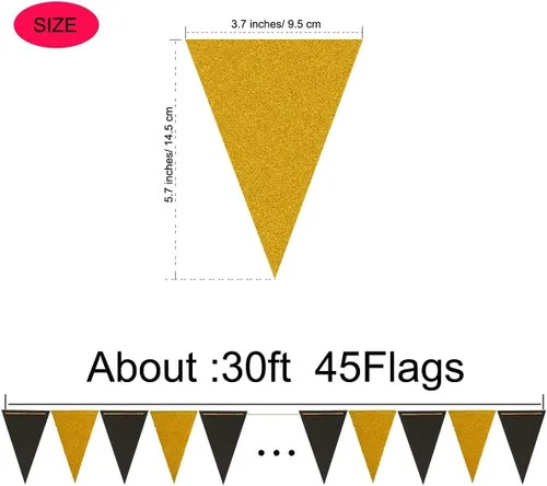 Miniatura 2 de MerryNine Banderines de bandera triangular, paquete de 3 banderines de estilo vintage de 30 pies para bodas, baby shower, eventos y fiestas, 45