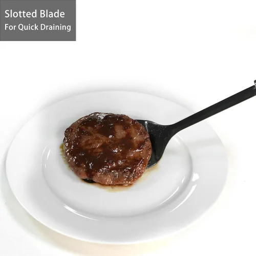 Miniatura 6 de Espátula ranurada de acero inoxidable, espátula de metal para sartenes de hierro fundido y acero inoxidable, espátula de cocina de borde fino