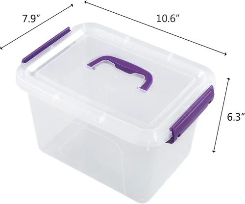 Miniatura 3 de Caja de almacenamiento de plástico de 6 cuartos de galón con tapas y asas, 6 paquetes