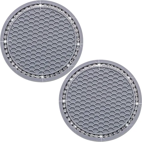 Miniatura 33 de 4 posavasos con brillantes para portavasos, 2.75 pulgadas, insertos para portavasos de auto, silicona suave antideslizante a prueba de golpes, Negro
