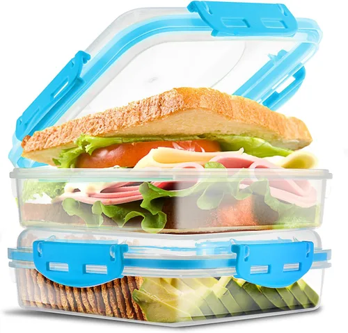 Miniatura 12 de Tafura Recipientes y cajas para sándwiches de alta calidad, sin BPA, para loncheras, duradero y reutilizable, soporte para sándwiches para mayor
