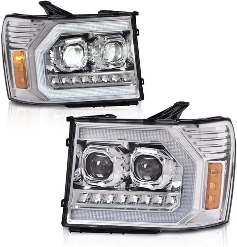Miniatura 11 de PIT66 Conjunto de faros compatible con GMC Sierra 1500 2500HD 3500HD 2007-2013 Faros de halogéno para lado del conductor y del pasajero Lente