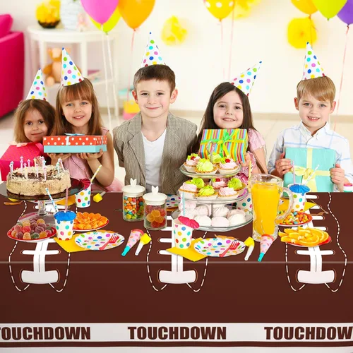 Miniatura 7 de Paquete de 2 decoraciones desechables para fiestas de fútbol, cumpleaños, manteles de plástico para fiestas temáticas de fútbol