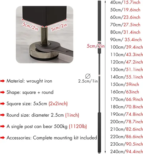 Miniatura 3 de LZMZMQ Divder - Divder de habitación de metal para decoración de columna, pantalla divisora de habitación negra extra alta, rústico y moderno, 1